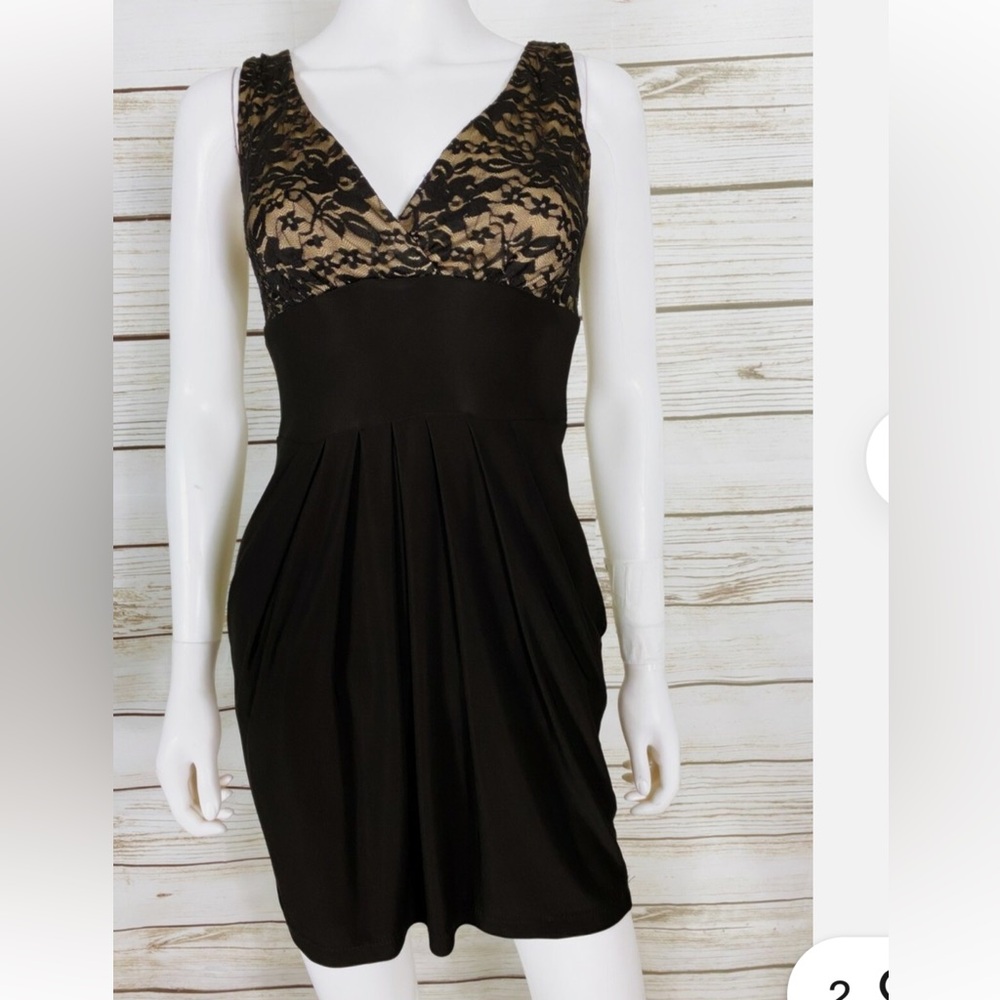 B Darlin Black Lace-Overlay Mini Dress